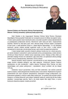 List Komendanta Głównego PSP gen. brygadiera Leszka Suskiego