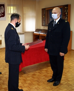 Uroczysta zbiórka związana z odejściem na zaopatrzenie emerytalne Zastępcy Naczelnika Wydziału ds. operacyjno-szkoleniowych w Komendzie Miejskiej PSP w Koszalinie